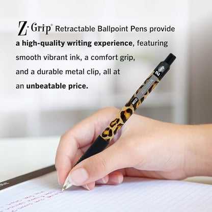 Zebra Pen Z-Grip Animal Print Retractable Ballpoint Pen, Black, 1mm, 18-Pk | Smooth Writing, Medium Point Tip, Ideal for Planners, Note-Taking, School and Office Supplies, and Everyday Writing (22818) - color: Black L
