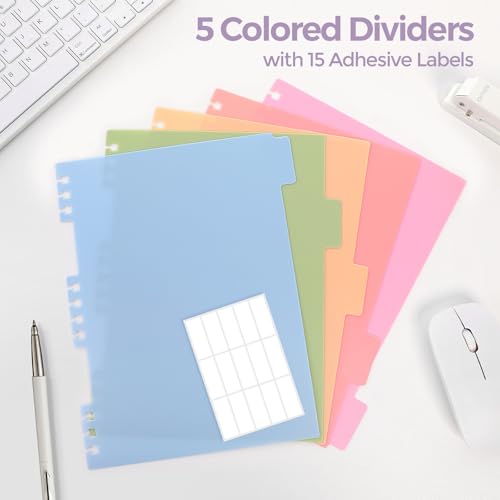 SKYDUE 5 Subject Notebook with Dividers and Tabs, 8" x 10" College Ruled Notebook for Work, 300 Pages Spiral Journal for Women, Purple - color: Purple