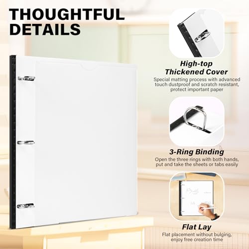 12 Pack Telescoping 3 Ring Binder 1 Inch, Flexible Thin Binder with Customized Front Cover, Holds 8.5x11 Paper, School Office Supplies, White - color: White, size: 1 Inch, style: with Customized Cover - 12PCS