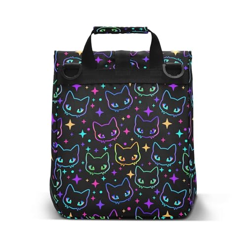 MNSRUU Insulated Lunch Bags Women Men Aldults, Colorful Neon Cat Heads Portable Reusable Thermal Meal Tote Cooler Bag Organizer, Adjustable Shoulder Strap, Handle - color: Halloween Theme 089