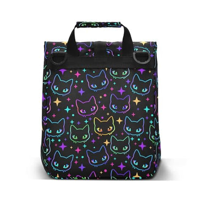 MNSRUU Insulated Lunch Bags Women Men Aldults, Colorful Neon Cat Heads Portable Reusable Thermal Meal Tote Cooler Bag Organizer, Adjustable Shoulder Strap, Handle - color: Halloween Theme 089
