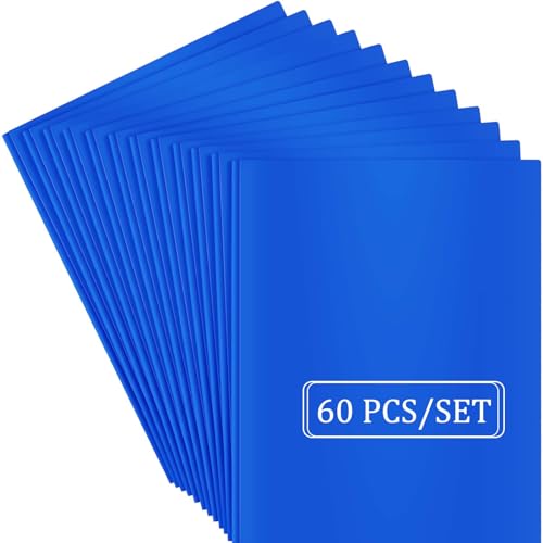 Heavy Duty Plastic Folder, 60 Pack, Pocket Folder with brads, Letter Size Poly File, Plastic Folders with 3 Prongs Fasteners - Blue - color: Blue, size: 60 PACK
