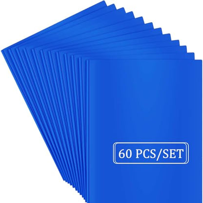 Heavy Duty Plastic Folder, 60 Pack, Pocket Folder with brads, Letter Size Poly File, Plastic Folders with 3 Prongs Fasteners - Blue - color: Blue, size: 60 PACK