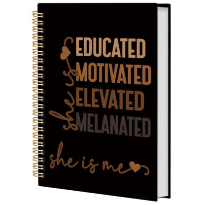 Black Girl Magic Gifts Spiral Notebook for Women 5.5x8.3 Inch | African American Inspirational Gifts for Black Women,She Is Me Motivational Brown and Black Notebook Journal - color: Brown and Black white