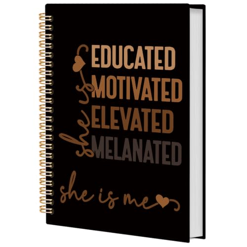 Black Girl Magic Gifts Spiral Notebook for Women 5.5x8.3 Inch | African American Inspirational Gifts for Black Women,She Is Me Motivational Brown and Black Notebook Journal - color: Brown and Black white