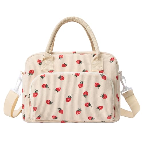 MEXS Insulated Lunch Bag for Women Men Large Reusable Lunch Box Adult Leakproof Portable Cooler Tote Bags for Work Picnic - color: Strawberry