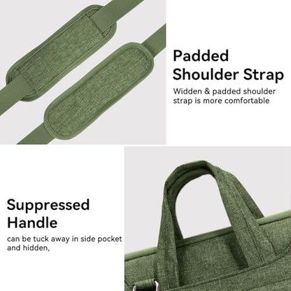 Voova Laptop Bag 15.6 Inch, Waterproof Computer Sleeve Carrying Case with Shoulder Straps & Handle Compatible with Macbook Air 15 M2/M3/M4, MacBook Pro 15/16, 15-16 Inch Hp Dell Lenovo, Army Green - color: Army Green, size: 14-15.6In & 2019 New Macbook Pr