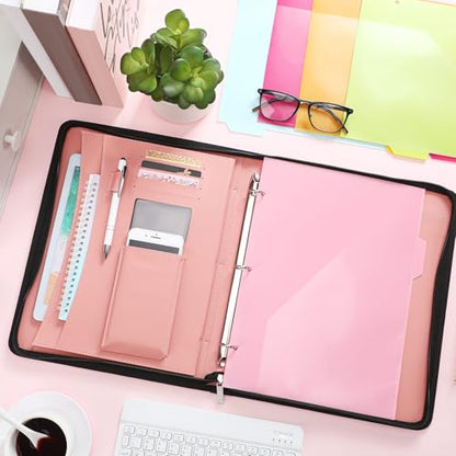 Gilprop 3 Ring Binder with Clipboard, 13.4"x11" Binder Padfolio,Pink - color: Pink
