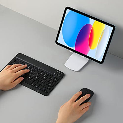 Rechargeable Bluetooth Keyboard and Mouse Combo for iPad, Ultra-Slim Portable Wireless Mouse Keyboard for iPad Pro Air Mini iPhone Samsung Tablet Cell Phone Android, iPadOS/iOS 13 and Above (Black) - color: Black