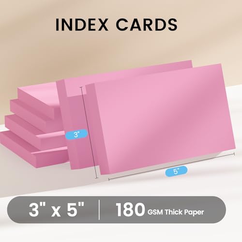 Index Cards 3x5 Inch, 300sheets, Flash Cards, Blank Pink Note Cards Paper For Studying, Schools Supplies, College, Office And Home Organization, Note Taking Supplies - color: Pink
