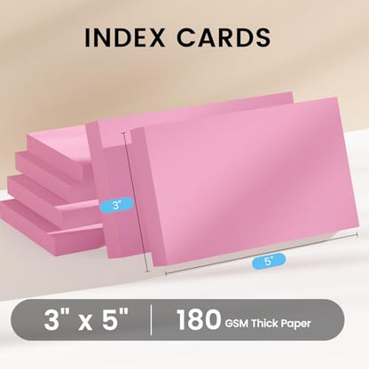 Index Cards 3x5 Inch, 300sheets, Flash Cards, Blank Pink Note Cards Paper For Studying, Schools Supplies, College, Office And Home Organization, Note Taking Supplies - color: Pink