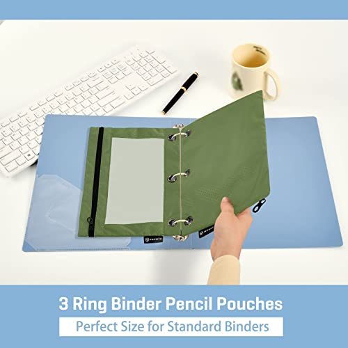 Binder Pouches,Dark Olive Green Pencil Pouch for 3 Ring Binder 2 Pack Clear Pencil Bag with Zipper for Office School Supplies - color: Dark Olive Green