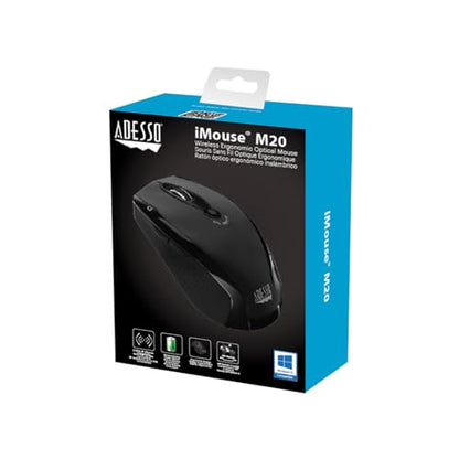 Adesso iMouse M20B - Wireless Ergonomic Optical Mouse, Black