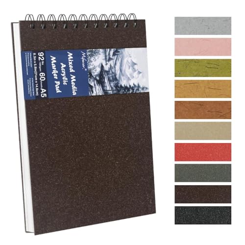 8.3x5.8 Sketch Book, Top Spiral Bound Sketch Pad, 60sheets 92lb/150gsm Bright White Paper, Acid-Free Mixed Media Paper for Painting, Dawing & Art Supplies. B-DarkCoffee - color: TopSpiral-BrightWhite-Dark Coffee