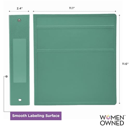 Carstens 2-Inch Heavy Duty 3-Ring Binder - Side Opening, Mint, Durable Plastic, No-Gap Rings, Waterproof Covers, No Pockets, Holds 300 Letter-Sized Sheets, BPA-Free, Made in USA (2827-3R), Case of 16 - color: Seafoam Green, size: Case of 16