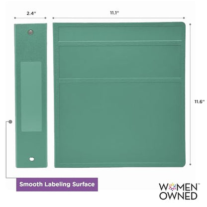 Carstens 2-Inch Heavy Duty 3-Ring Binder - Side Opening, Mint, Durable Plastic, No-Gap Rings, Waterproof Covers, No Pockets, Holds 300 Letter-Sized Sheets, BPA-Free, Made in USA (2827-3R), Case of 16 - color: Seafoam Green, size: Case of 16
