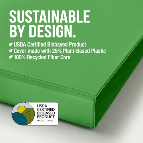 Samsill BioBinder 1 Inch Binder (4-Pack) - Durable Plant-Based 3 Ring Binder 1 Inch, USDA Certified Biobased, Customizable Nonstick Cover & Spine - 1 inch Binders 3 Ring, 200 Sheet Capacity - color: Multicolor, size: 1-Inch