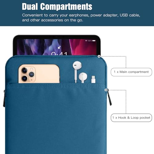 TiMOVO 9-11" Tablet Sleeve Bag, Peacock | Fit iPad 11" A16 2025 / 10.9"/10.2" / Air 11" 5/4 Gen / Galaxy Tab A9+/A11Plus 11", Fit Smart Keyboard - color: Peacock Blue, size: 9-11 Inch