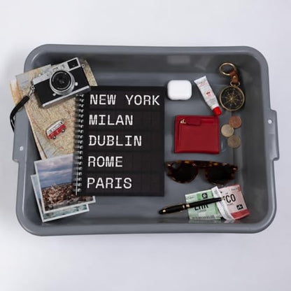 Pearhead City Travel Spiral Notebook, New York Milan Paris Departures Board Hardcover Journal – 100 GSM Thick Lined Pages, UV Spot Gloss Cover, Lay Flat Double-Coil Binding, Wanderlust Gift, 8x10.5 - color: Black & White City Notebook