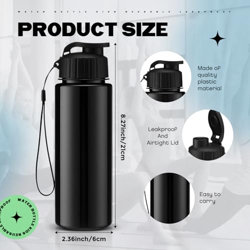 Mifoci 20 Pieces Water Bottle Bulk 17 oz Plastic Water Bottles Bulk Gym Sports Adults Reusable Large Bottles with Leak Proof Flip Top for Party Outdoor (Solid Black) - color: Solid Black