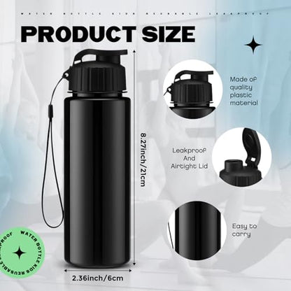 Mifoci 20 Pieces Water Bottle Bulk 17 oz Plastic Water Bottles Bulk Gym Sports Adults Reusable Large Bottles with Leak Proof Flip Top for Party Outdoor (Solid Black) - color: Solid Black