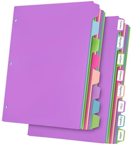 habgp 16Pcs/2 Set Binder Dividers with Tabs, 8 Color Tab for 3 Ring Binder Dividers, Page Folder Dividers for 3 Ring Binder Sheet Paper Protectors, Plastic Tabbed File Dividers with Tabs S099 - size: Colorful 2 Set (16 Pcs)