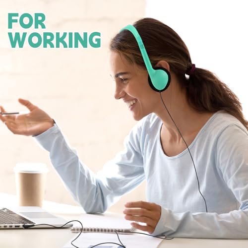 Konohan 30 Pack Headphones Bulk Headphone for School Classroom Student Wired Headphones Adjustable with 3.5 mm Jack for Adults (Emerald Green) - color: Emerald Green