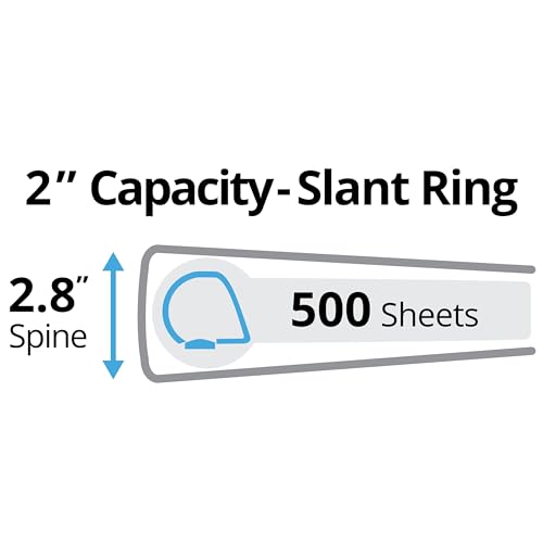 Avery Durable View 3 Ring Binder, 2 Inch Slant Rings, 4 Black Binders (17031) - size: 2"