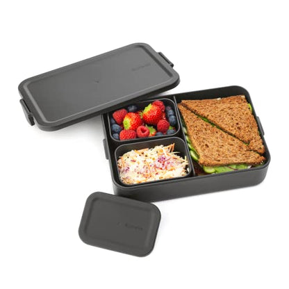 Brabantia Make & Take Bento Lunch Box (Dark Gray) 2 Compartments & Lidded Pot, Lift-Out Tray Divider, BPA-Free, Airtight Snap Locks, Microwave & Freezer Safe, Travel Meal Prep Container, 68oz - color: Dark Gray, style: Bento Lunch Box