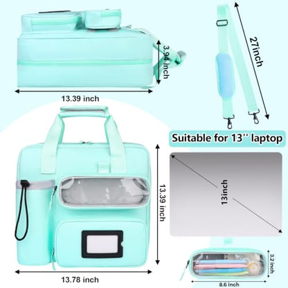 3 Inch D-Ring Zipper Binder Bag, 700 Sheet Capacity Multi-Pockets Organizer, 13 Inch Laptop Carrying Case with Bottle Holder& Shoulder Strap for School Office (Blue) - color: Ocean Blue