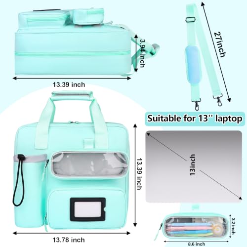 3 Inch D-Ring Zipper Binder Bag, 700 Sheet Capacity Multi-Pockets Organizer, 13 Inch Laptop Carrying Case with Bottle Holder& Shoulder Strap for School Office (Blue) - color: Ocean Blue