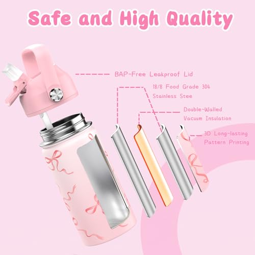 ACESAK Kids School Backpack for Girls, 4-In-1 Bookbag Backpack Set with 14OZ Insulated Kids Water Bottle, Lunch Bag Set for Girls Kid Teens Middle School Student, Girl Backpacks for Schools - color: Black-pink