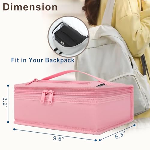 FlowFly Small Insulated Lunch box Portable Soft Bag Mini Cooler Thermal Meal Tote Kit with Handle for Work & School, Pink - color: Pink
