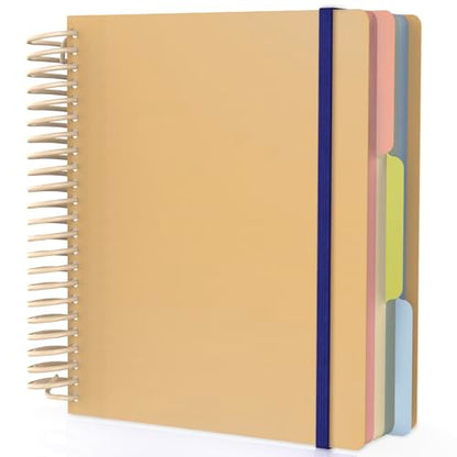 EUSOAR Spiral Notebook, 1 Pack A5 7.3" x 8.1" College Ruled Notebook with Dividers, Hardcover Cute Notebook 240 Pages 90gsm Thick Paper with Pocket for Math, Science and Engineering Students-Yellow - color: Yellow, style: A5 Lined