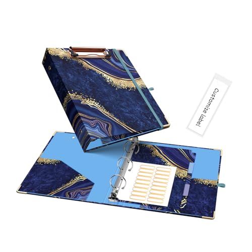 Ospelelf Mini 3-Ring Binder, 1 Inch, Cute Blue Marble Binder for 5.5" x 8.5", with 5 Tab Dividers, File Folder Labels and Low-Profile Clipboards, School and Office Supplies - color: Blue Marble, size: Mini 1in（ 5.5" x 8.5"）
