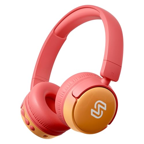 S62 Kids Bluetooth Headphones On Ear, Wireless Headset with Mic & 85/94dB Volume Limiter, Foldable Stereo Headphones for Boys Girls, Safe Learning & Entertainment Headphones for School/Travel - color: Pink&Orange