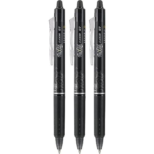 PILOT FriXion Clicker Erasable Pens, Refillable & Retractable Gel Ink Pens, Fine Point 0.7 mm, Black Ink, 18-Pack - Ideal for School, Journaling, & Office Writing