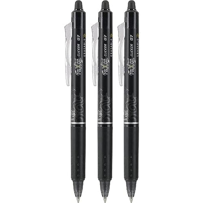 PILOT FriXion Clicker Erasable Pens, Refillable & Retractable Gel Ink Pens, Fine Point 0.7 mm, Black Ink, 18-Pack - Ideal for School, Journaling, & Office Writing