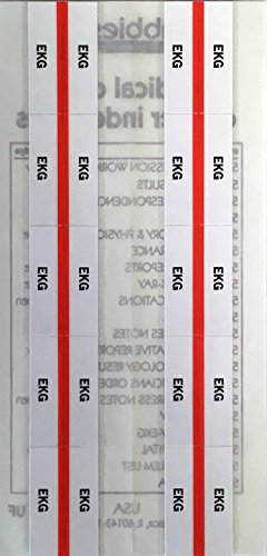 Tabbies 54525 EKG Medical Chart Index Tabs, 100 Pack, Red 1.25 x 0.5 in Self-Adhesive Patient File Divider Tabs for Records & Folders - style: Ekg