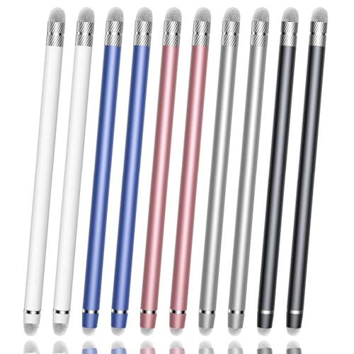 10 Pack Stylus Pen for Touchscreen,Stylus Pen for iPad | 2-in-1 High Precision,Sensitive Stylus,Suitable for iPad/ iPhone/Android Tablets,Compatible with Touch Screens Devices - color: Black*2/White*2/Silver*2/Blue*2/Rose Gold*2