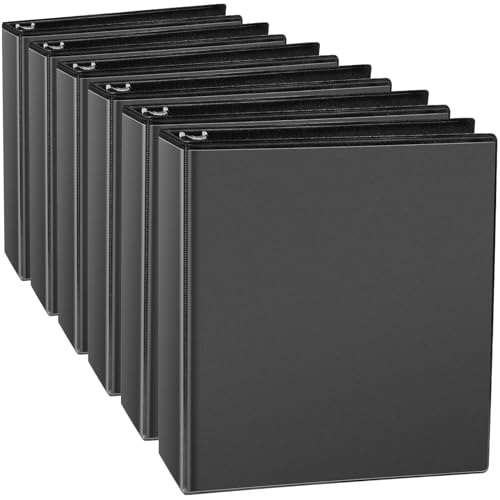 CIXILDTS 2 Inch 3 Ring Binders, Slant D Ring Binder Fit US Letter Size Paper, 2" View Binder with 2 Pocekts, 6 Packs, Black - color: Black, size: 2", style: 6-Pack