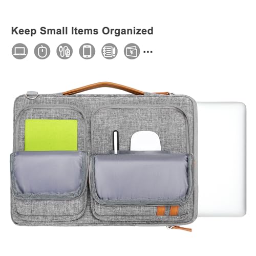 MOSISO 360 Protective Laptop Bag, Computer Bag, Laptop Sleeve Bag with Trolley Sleeve&2 Rectangle Pockets&Handle - color: Gray, size: 13.3 inch