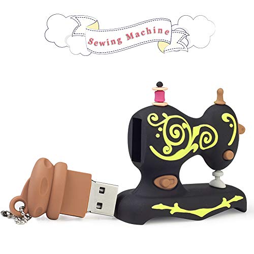 BorlterClamp 32GB USB Flash Drive Cute Cartoon Sewing Machine Model Memory Stick, Gift for Students and Children (Black) - color: 32GB black