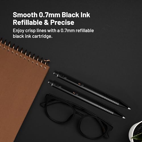 Everyman Black Grafton Full Click Refillable 0.7mm Gel Ink Pen | Sleek Anodized Aluminum EDC Pen with Deep Grooved Grip | Smooth Writing Pocket Pen for Office, Travel, Gifting & Daily Use - color: Black, style: Full Click