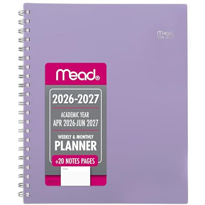 Mead Planner 2026-2027 Weekly & Monthly Academic 15-Month April-June, 8.5" x 11", Lilac (CAW62019) - color: Lilac, size: 8.5"W x 11"H, style: 2026-2027