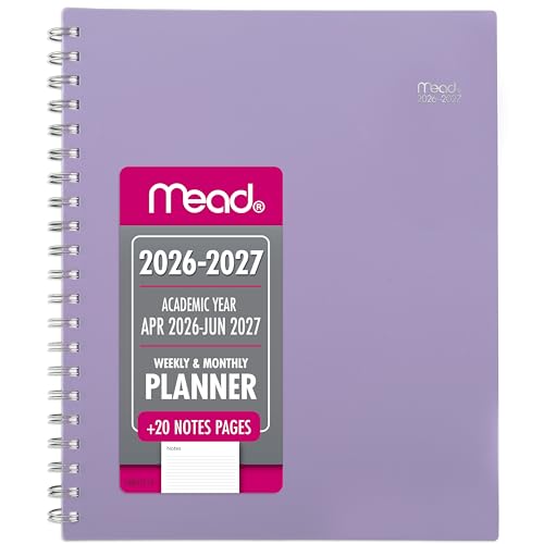 Mead Planner 2026-2027 Weekly & Monthly Academic 15-Month April-June, 8.5" x 11", Lilac (CAW62019) - color: Lilac, size: 8.5"W x 11"H, style: 2026-2027