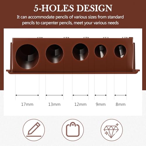 Honoson 2 Pcs 5 Hole Cosmetic Long Point Manual Pencil Sharpener with Plastic Lid Makeup Eyeliner Pencil Sharpener (Brown) - color: Brown