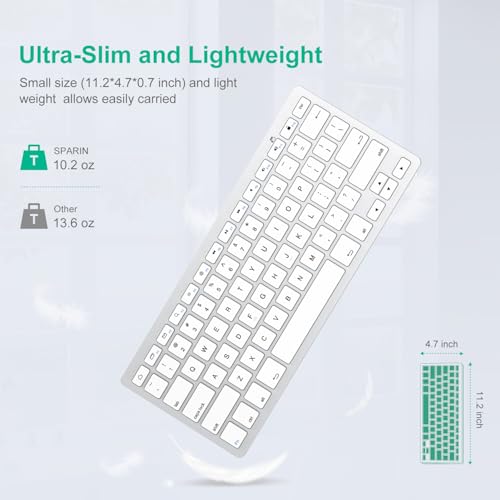 SPARIN Bluetooth Keyboard for Samsung Galaxy Tab A11 Plus/A9 Plus/S11/S10 FE/S10+/S6 Lite, Wireless Keyboard for Android, Windows,Samsung Tablet, PC, Phone-Ergonomic, Lightweight, Ultra-Slim-Grey - color: Grey