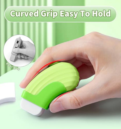 4+1 Pack Rubber Erasers Sliding Retractable Eraser, Large White Erasers for School Office Art Drawing Pencil Eraser for Kids- Green - color: Green