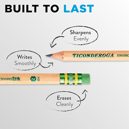 Ticonderoga Envirostik Wood-Cased Pencils, #2 HB Soft, Natural, 12 Count
